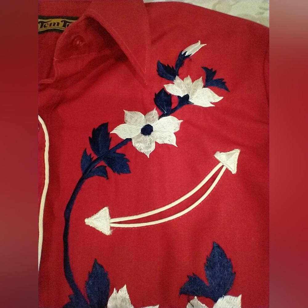 VINTAGE EMBROIDERED WESTERN RODEO SHIRT Small - Picture 6 of 10